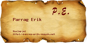 Parrag Erik névjegykártya